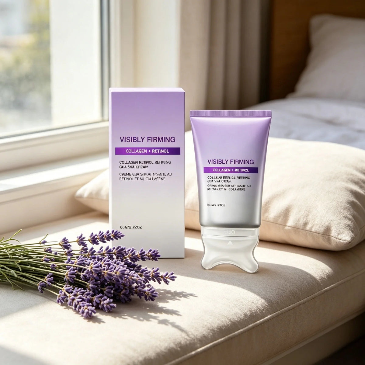 Le sculpteur jawline, crème cou et mâchoire avec tête gua sha